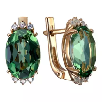 Серебряные серьги с празиолитами и фианитами