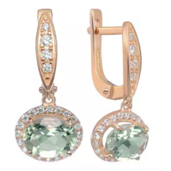 Серебряные серьги с празиолитами и фианитами