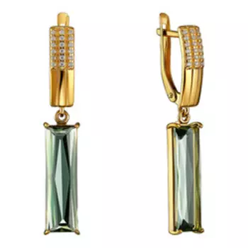 Серебряные серьги с празиолитами и фианитами