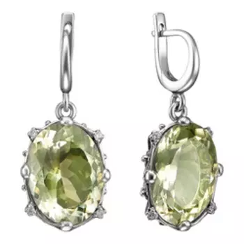 Серебряные серьги с празиолитами и фианитами