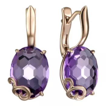 Серебряные серьги с природными аметистами