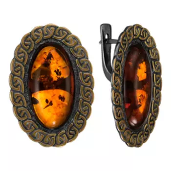 Серебряные серьги с янтарем