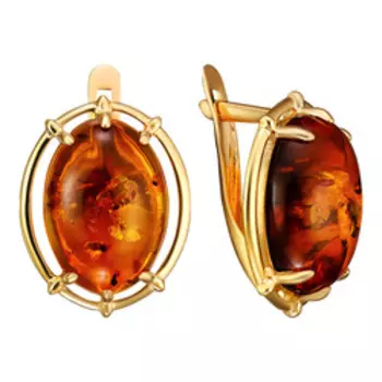 Серебряные серьги с янтарем