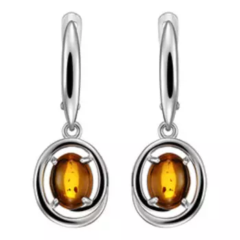 Серебряные серьги с янтарем