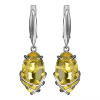 Серебряные серьги с янтарем