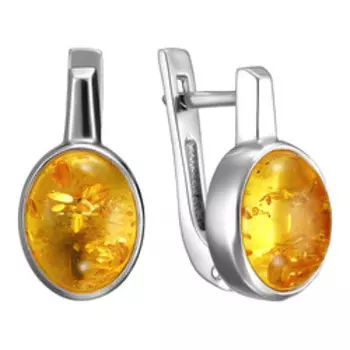 Серебряные серьги с янтарем