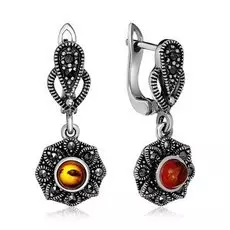 Серебряные серьги с янтарем