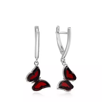 Серебряные серьги с янтарем