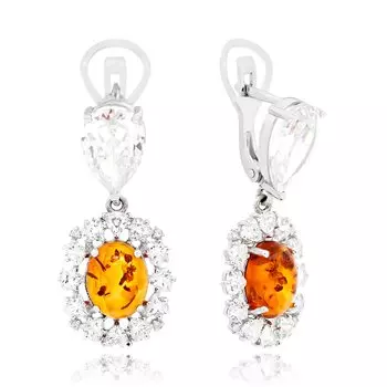 Серебряные серьги с янтарем