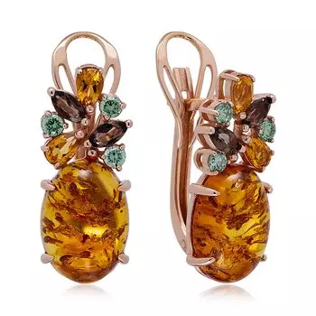 Серебряные серьги с янтарем