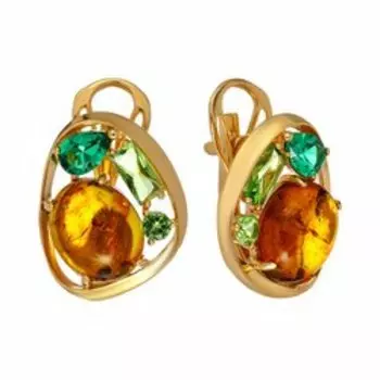 Серебряные серьги с янтарем