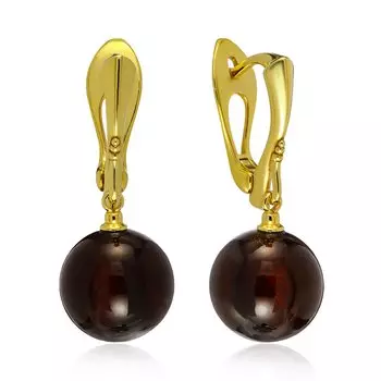 Серебряные серьги с янтарем