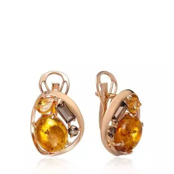 Серебряные серьги с янтарем