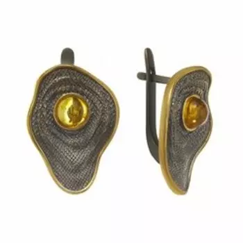 Серебряные серьги с янтарем