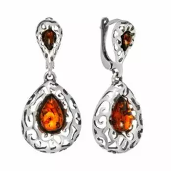 Серебряные серьги с янтарем
