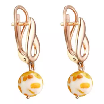 Серебряные серьги с янтарем и полимером