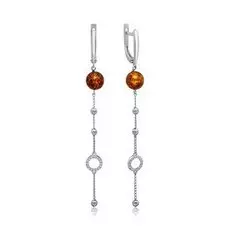 Серебряные серьги с янтарём