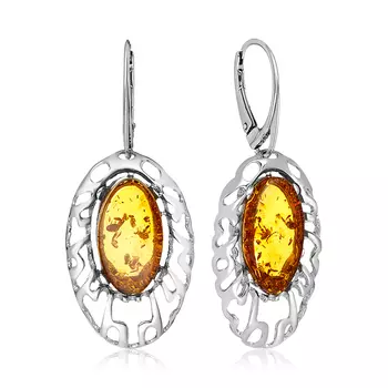 Серебряные серьги с янтарём