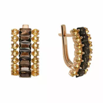 Серебряные серьги с раухтопазами и цитринами