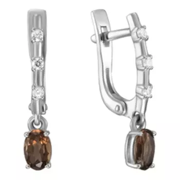 Серебряные серьги с раухтопазами и фианитами