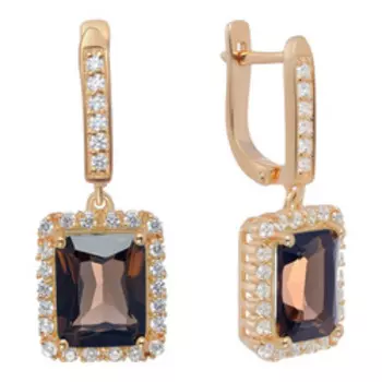 Серебряные серьги с раухтопазами и фианитами