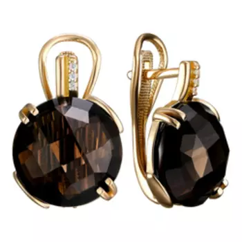 Серебряные серьги с раухтопазами и фианитами