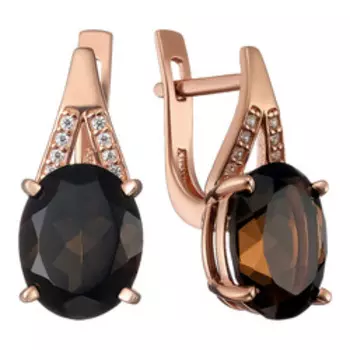 Серебряные серьги с раухтопазами и фианитами