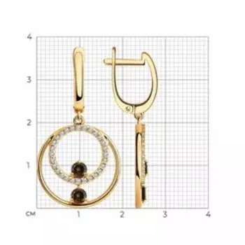 Серебряные серьги с раухтопазами и фианитами