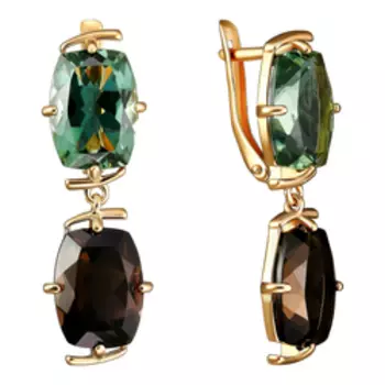 Серебряные серьги с раухтопазами и празиолитами