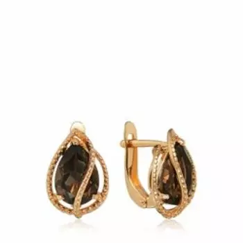 Серебряные серьги с раухтопазом