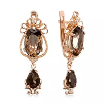 Серебряные серьги с раухтопазом