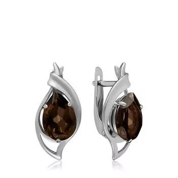 Серебряные серьги с раухтопазом