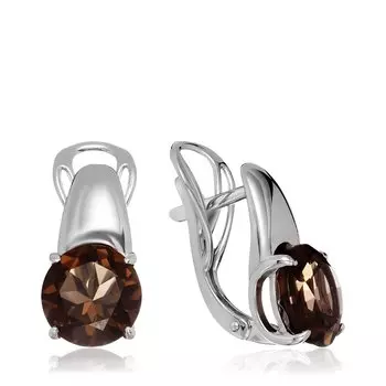 Серебряные серьги с раухтопазом