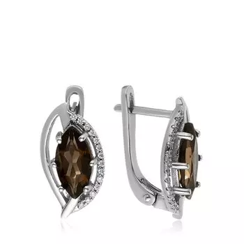 Серебряные серьги с раухтопазом