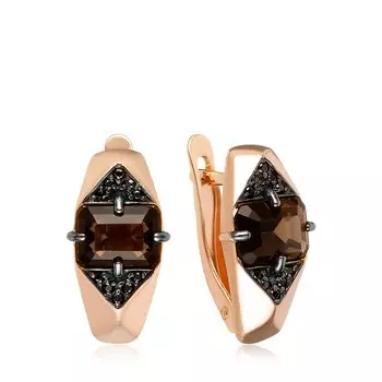 Серебряные серьги с раухтопазом