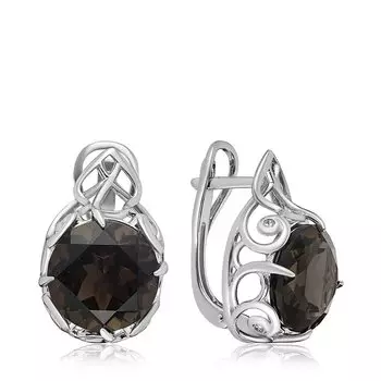 Серебряные серьги с раухтопазом