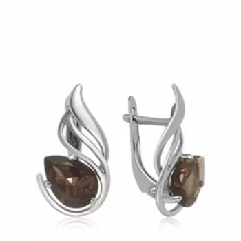 Серебряные серьги с раухтопазом