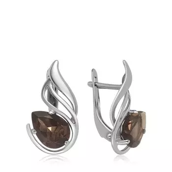 Серебряные серьги с раухтопазом