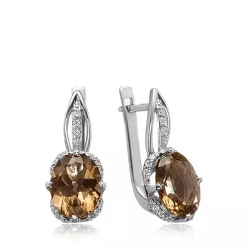 Серебряные серьги с раухтопазом