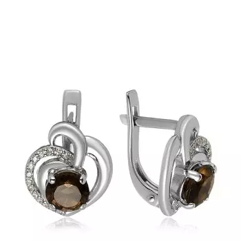 Серебряные серьги с раухтопазом