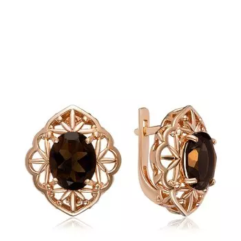 Серебряные серьги с раухтопазом