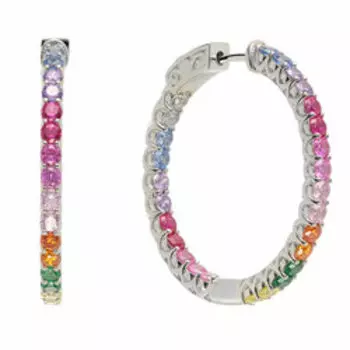 Серебряные серьги с разноцветным кубическим цирконием