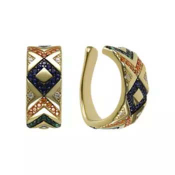 Серебряные серьги с разноцветными фианитами