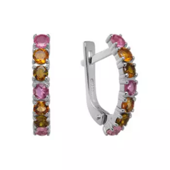 Серебряные серьги с разноцветными турмалинами