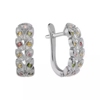 Серебряные серьги с разноцветными турмалинами