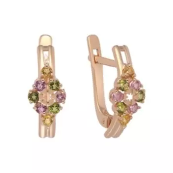 Серебряные серьги с разноцветными турмалинами