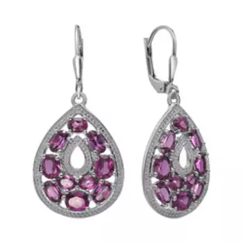 Серебряные серьги с родолитами