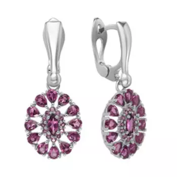 Серебряные серьги с родолитами