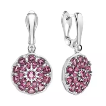 Серебряные серьги с родолитами