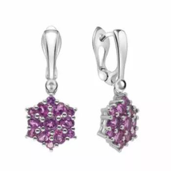 Серебряные серьги с родолитами